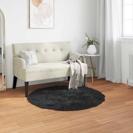 Fuskfäll matta TAFALLA Svart Ø 80 cm Polyester