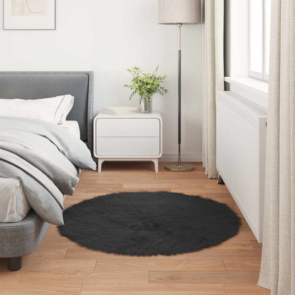 Fuskfäll matta TAFALLA Svart Ø 100 cm Polyester