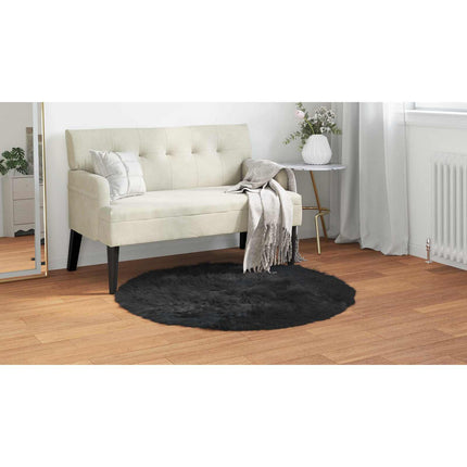 Fuskfäll matta TAFALLA Svart Ø 120 cm Polyester