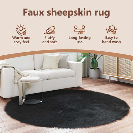 Fuskfäll matta TAFALLA Svart Ø 160 cm Polyester