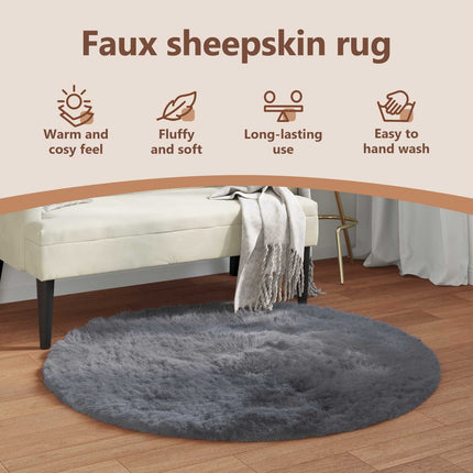 Fuskfäll matta TAFALLA Antracit Ø 80 cm Polyester