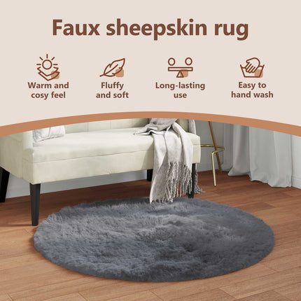 Fuskfäll matta TAFALLA Antracit Ø 100 cm Polyester
