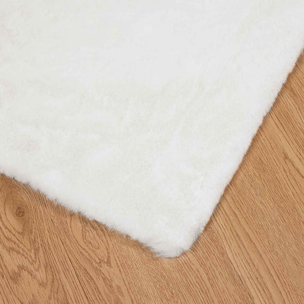 Halkfri matta i konstgjord kaninfäll OLITE Vit 200 x 200 cm