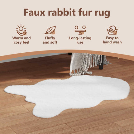 Halkfri matta i konstgjord kaninfäll OLITE Vit 50 x 80 cm