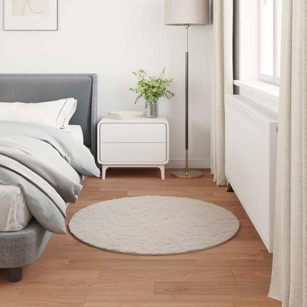 Halkfri matta i konstgjord kaninfäll OLITE Beige Ø 100 cm