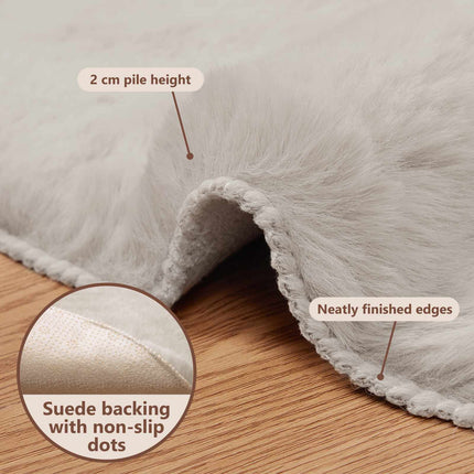 Halkfri matta i konstgjord kaninfäll OLITE Beige Ø 100 cm