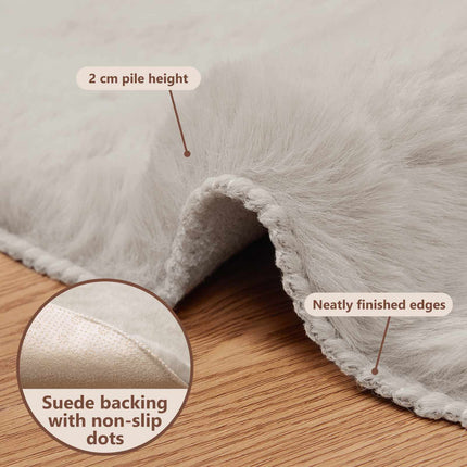 Halkfri matta i konstgjord kaninfäll OLITE Beige Ø 160 cm