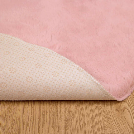 Halkfri matta i konstgjord kaninfäll OLITE Rosa Ø 80 cm