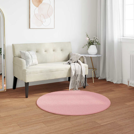 Halkfri matta i konstgjord kaninfäll OLITE Rosa Ø 80 cm