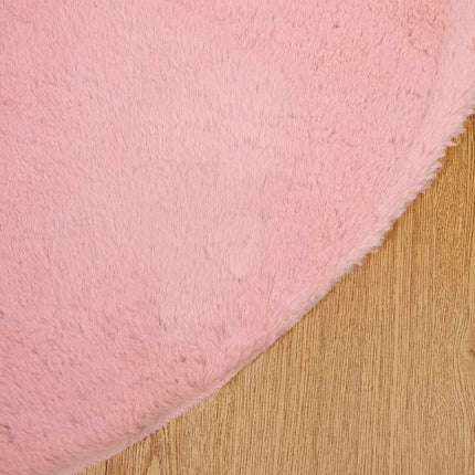 Halkfri matta i konstgjord kaninfäll OLITE Rosa Ø 200 cm