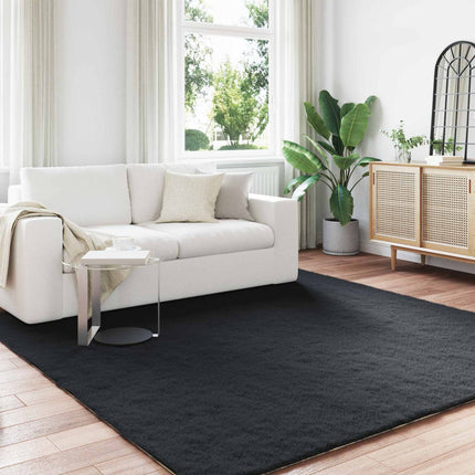 Halkfri matta i konstgjord kaninfäll OLITE Svart 200 x 200 cm