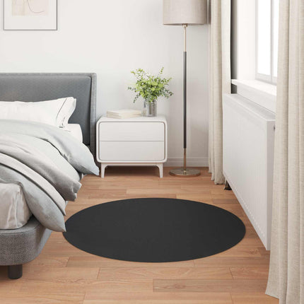 Halkfri matta i konstgjord kaninfäll OLITE Svart Ø 80 cm