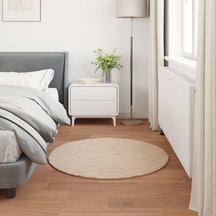 Halkfri matta i konstgjord kaninfäll OLITE Taupe Ø 80 cm