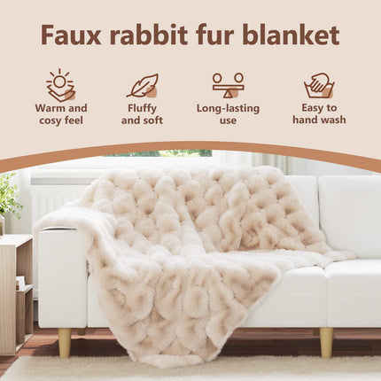 Halkfri filt i konstgjord kaninfäll Olite Beige 130 x 150 cm