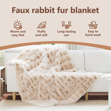 Halkfri filt i konstgjord kaninfäll Olite Beige 150 x 220 cm