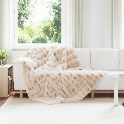 Halkfri filt i konstgjord kaninfäll Olite 4 pcs Beige Polyester