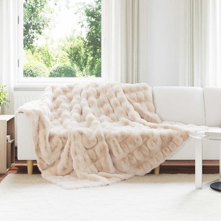 Halkfri filt i konstgjord kaninfäll Olite 4 pcs Beige Polyester