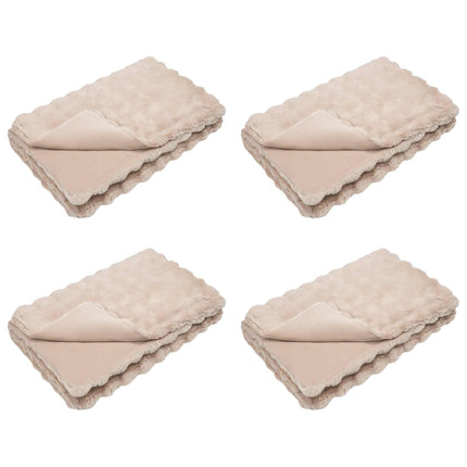 Halkfri filt i konstgjord kaninfäll Olite 4 pcs Beige Polyester