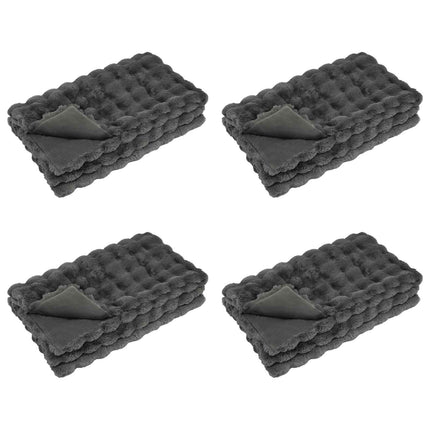 Halkfri filt i konstgjord kaninfäll Olite 4 pcs Mörkgrå