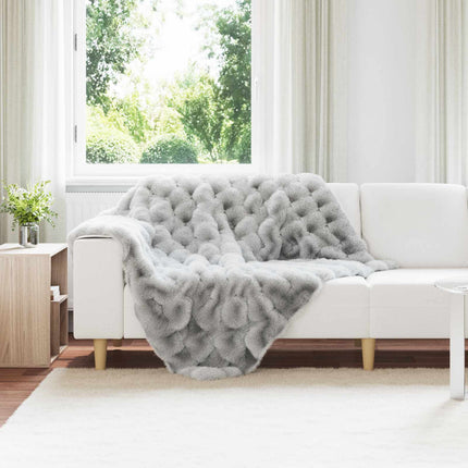 Halkfri filt i konstgjord kaninfäll Olite 4 pcs Grå Polyester