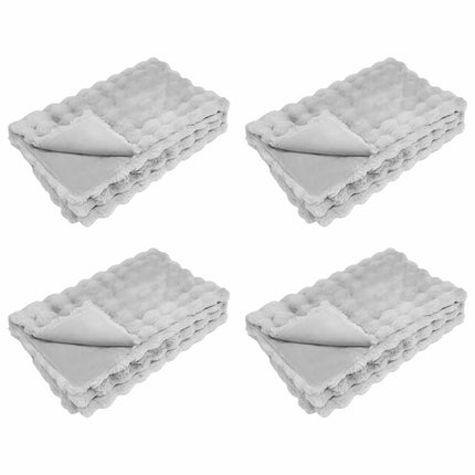 Halkfri filt i konstgjord kaninfäll Olite 4 pcs Grå Polyester