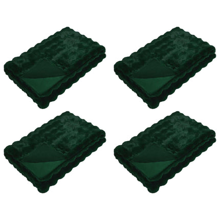 Halkfri filt i konstgjord kaninfäll Olite 4 pcs Mörkgrön