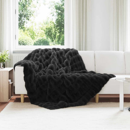 Halkfri filt i konstgjord kaninfäll Olite 4 pcs Svart Polyester