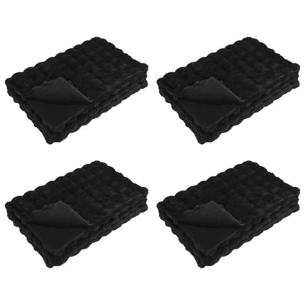 Halkfri filt i konstgjord kaninfäll Olite 4 pcs Svart Polyester