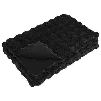 Halkfri filt i konstgjord kaninfäll Olite 4 pcs Svart Polyester