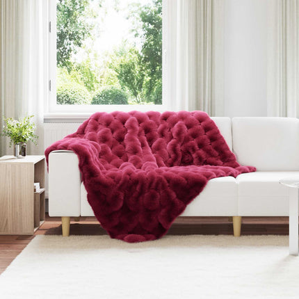 Halkfri filt i konstgjord kaninfäll Olite 4 pcs Bordeaux Röd