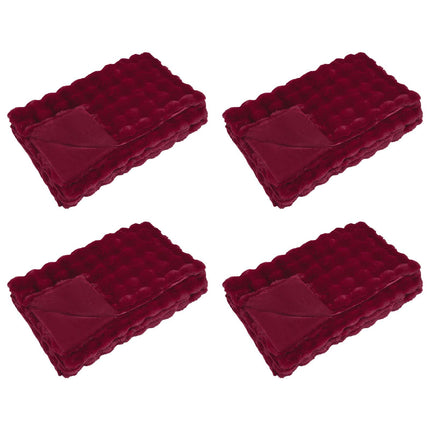 Halkfri filt i konstgjord kaninfäll Olite 4 pcs Bordeaux Röd