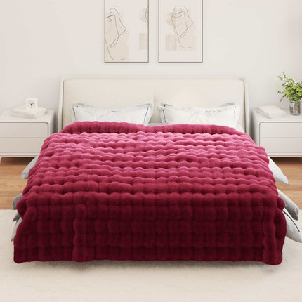 Halkfri filt i konstgjord kaninfäll Olite 4 pcs Bordeaux Röd