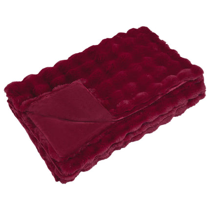 Halkfri filt i konstgjord kaninfäll Olite 4 pcs Bordeaux Röd