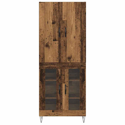 Skåp 2 pcs Gammalt trä Konstruerat trä och glas