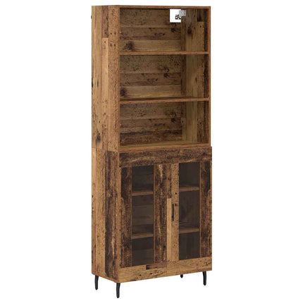 Skåp Gammalt trä 69,5 x 34 x 180 cm Konstruerat trä och glas
