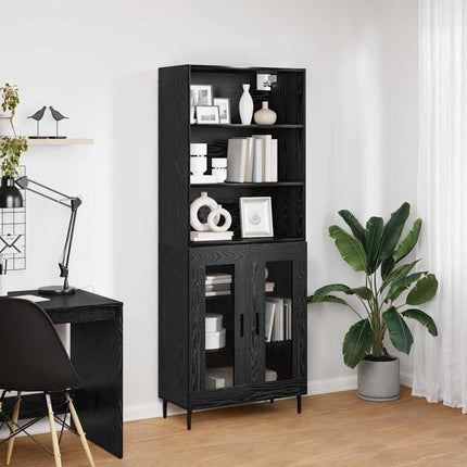 Skåp Svart Ek 69,5 x 34 x 180 cm Konstruerat trä och glas