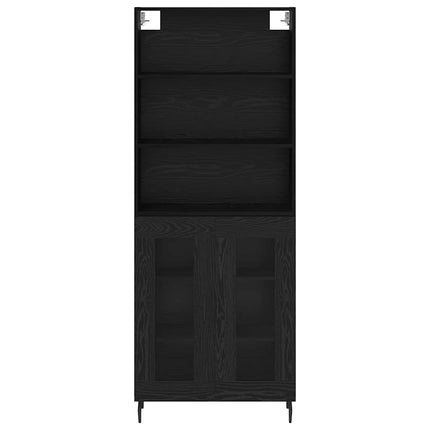 Skåp Svart Ek 69,5 x 34 x 180 cm Konstruerat trä och glas