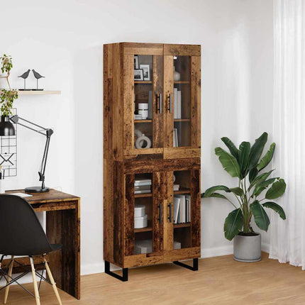 Skåp 2 pcs Gammalt trä Konstruerat trä och glas