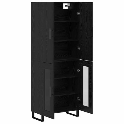 Skåp 2 pcs Svart Ek 69,5 x 34 x 180 cm Konstruerat trä och glas