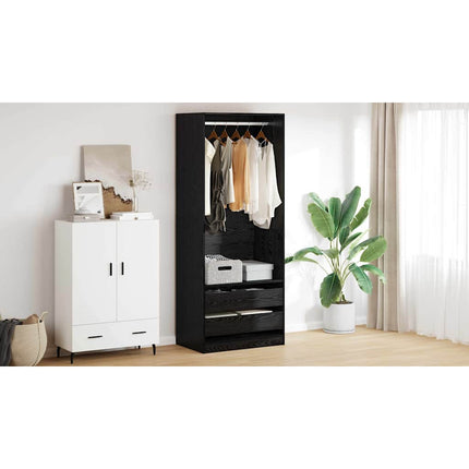 Garderob Svart Ek 80 x 50 x 200 cm Konstruerat trä