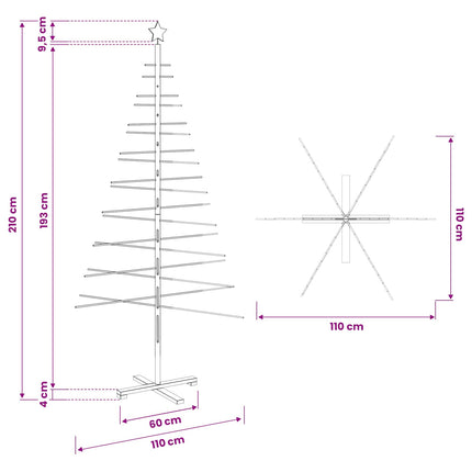 Träjulgran med stativ Brun 210 cm Bambu