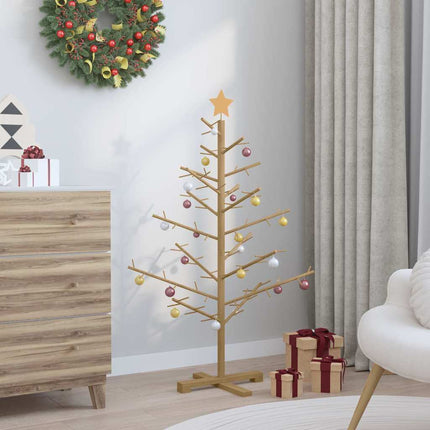 Träjulgran med stativ Brun 125 cm Massivt furuträ