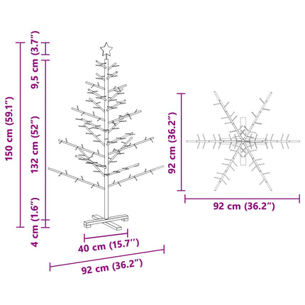 Träjulgran med stativ Brun 150 cm Massivt furuträ