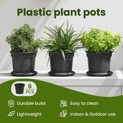 Rund Blomkruka 6 st Svart Ø 15 x 12 cm Plast