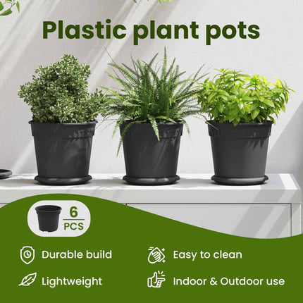 Rund Blomkruka 6 st Svart Ø 19 x 16 cm Plast