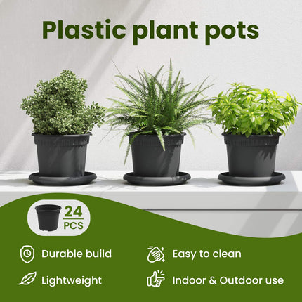 Rund Blomkruka 24 st Svart Ø 12,5 x 10 cm Plast