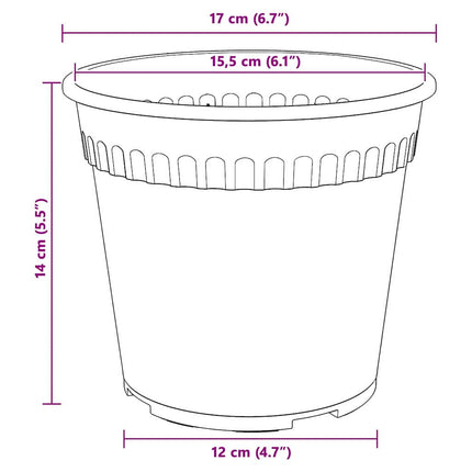 Rund Blomkruka 24 pcs Svart Ø 17 x 14 cm Plast