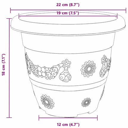 Rund Blomkruka 6 pcs Svart Ø 22 x 18 cm Plast