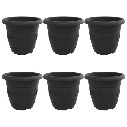 Rund Blomkruka 6 st Svart Ø 30 x 25 cm Plast
