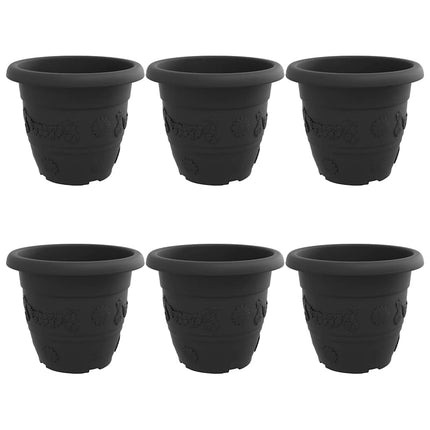 Rund Blomkruka 6 pcs Svart Ø 34 x 28 cm Plast